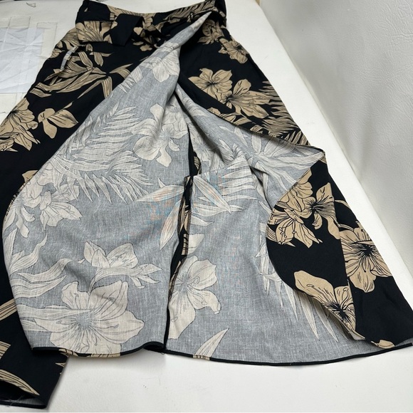 Polo Ralph Lauren Floral Black and Cream Wide-Leg Pants size 6 - Picture 10 of 11